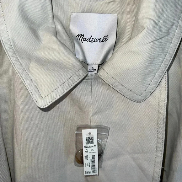 Madewell Belted Trench Coat in Drapey Twill in Muted Stone Size L NWT - Picture 8 of 13